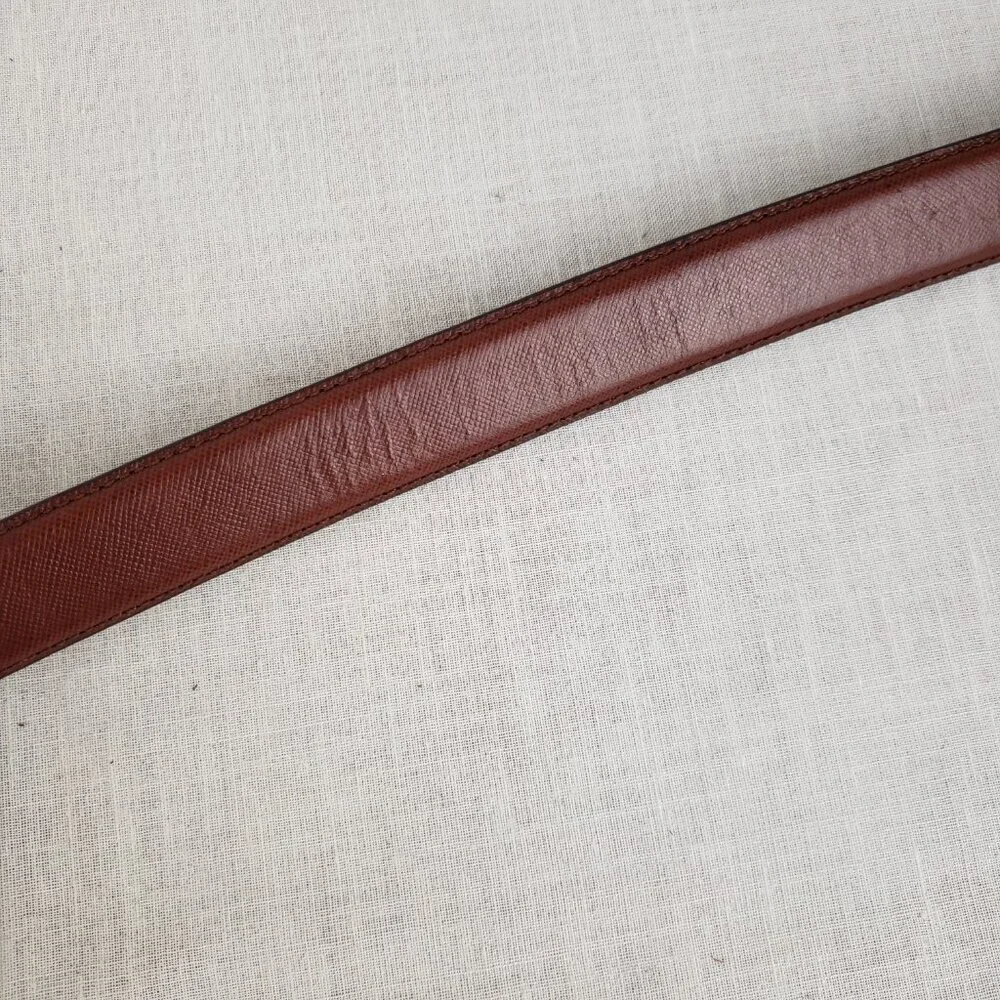 Arden Leather Co Brown Full Grain Cowhide Belt Gold Tone Brass Buckle Mens 50